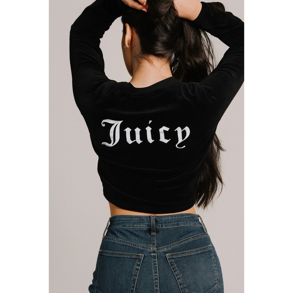 Juicy Couture Black Cropped Sweatshirt Size M